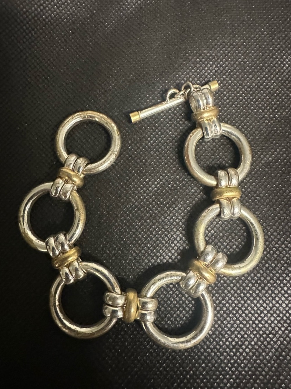 Two-Tone Silver and Gold Link Bracelet - Designer Style